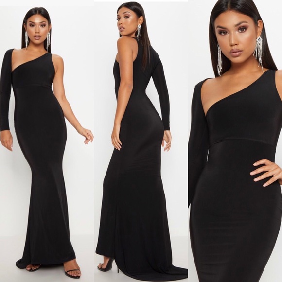black wrap sleeve maxi dress